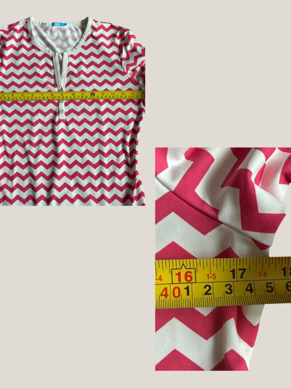 J. McLaughlin Pink Chevron Print Catalina Cloth Henley Shift Dress 3/4 Sleeve - Picture 10 of 11